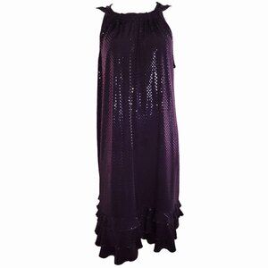 Fashion Bug Dress Womens Plus Size 1X Solid Purple Sequin Shiny Ruffle Party Fun